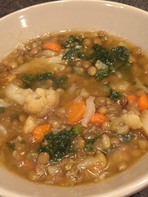 Lentil, Kale and Cauliflower Soup